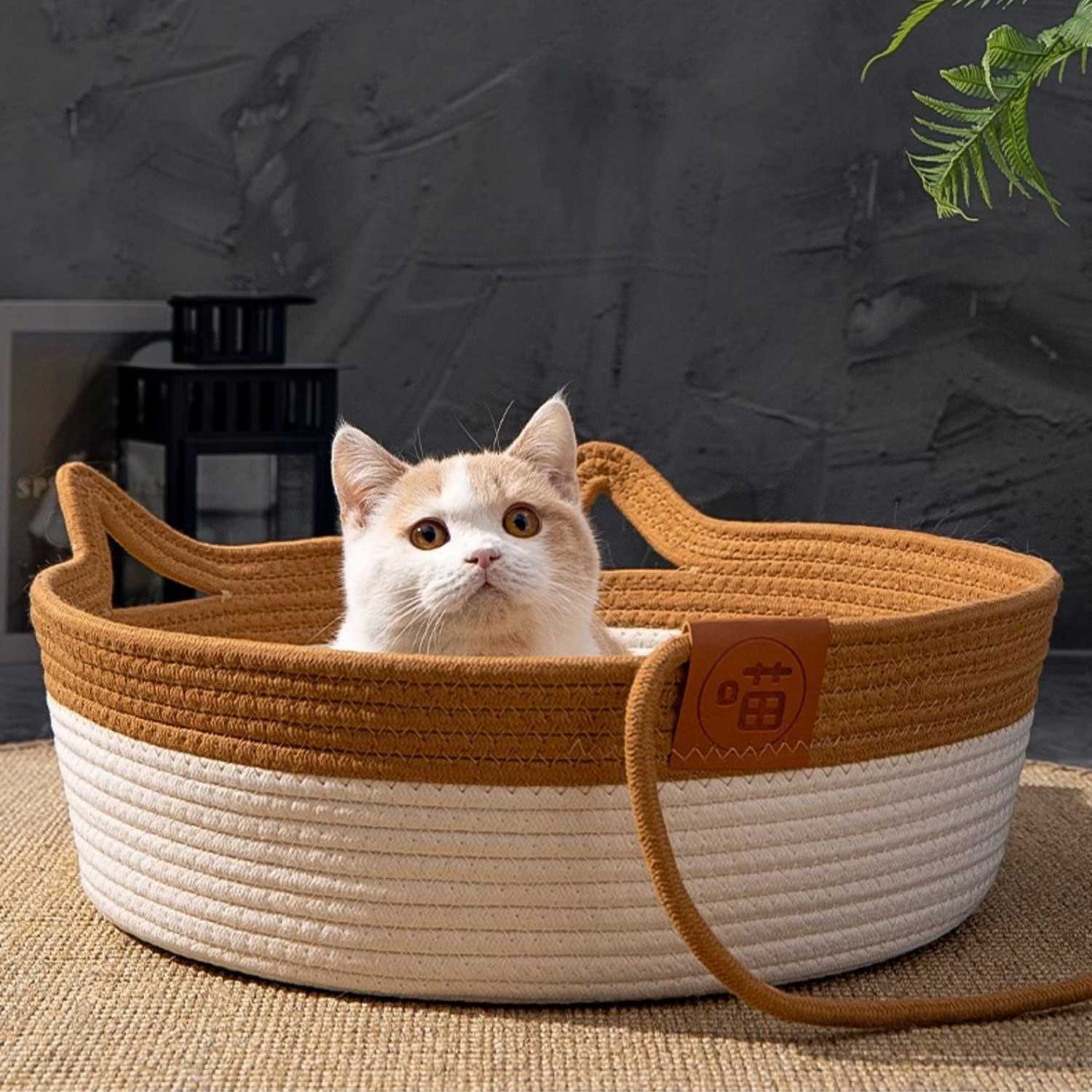 Krabmand Rattan Kat kattenmand met kat